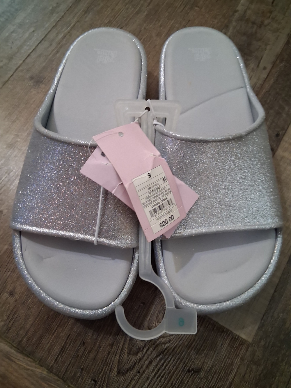 wild fable Silver Glitter Slide Sandals